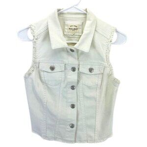 Wax Jean‎ Women’s S White Denim Vest Sleeveless Button Front Pockets Casual